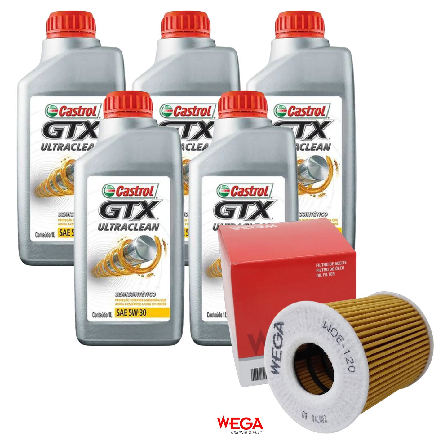 Kit Filtro e 5L Óleo Motor 5W30 GTX - Castrol / Wega - 3435995 / WOE-120 - (1)