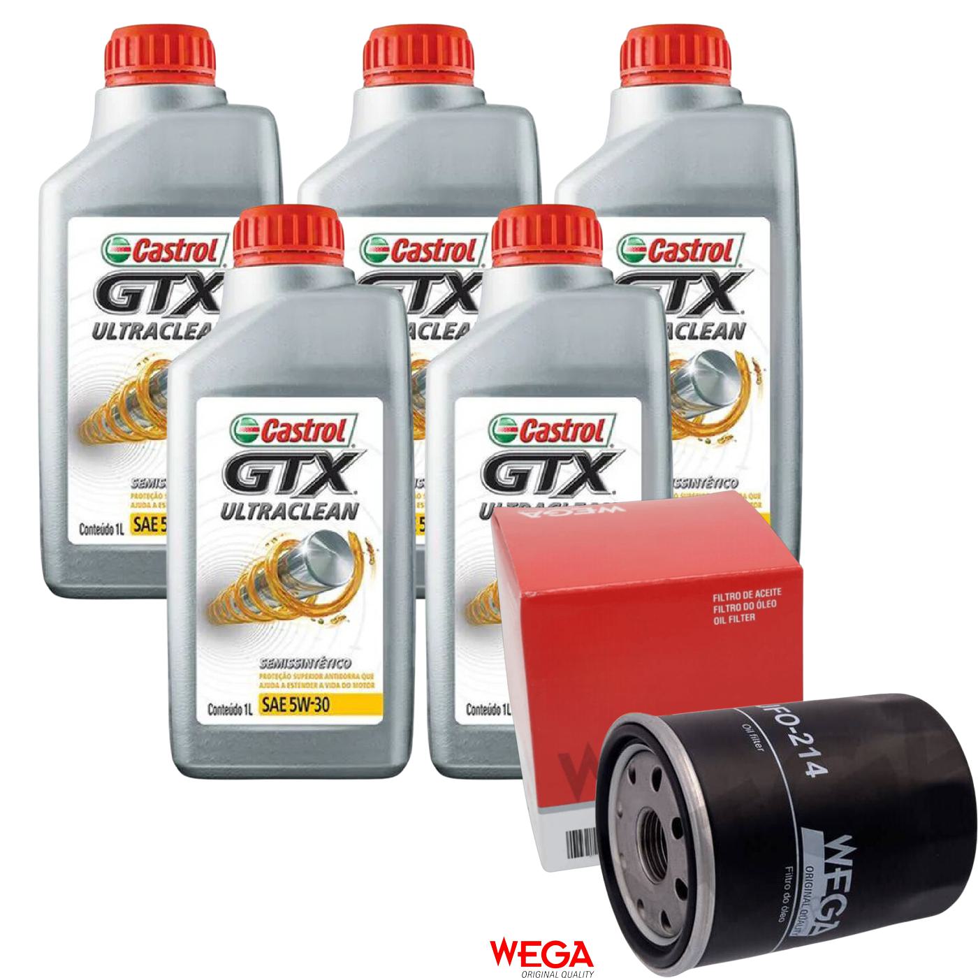 Kit Filtro e 5L Óleo Motor 5W30 GTX - Castrol / Wega - 3435995 / JFO-0214 - (1)