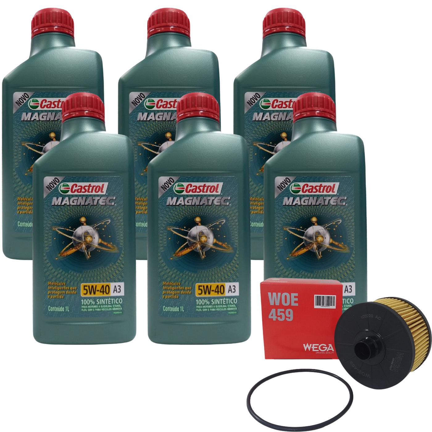 Kit Filtro e 6L Óleo Motor 5W40 Magnatec - Castrol / Wega - 3436621 / WOE-459 - (1)