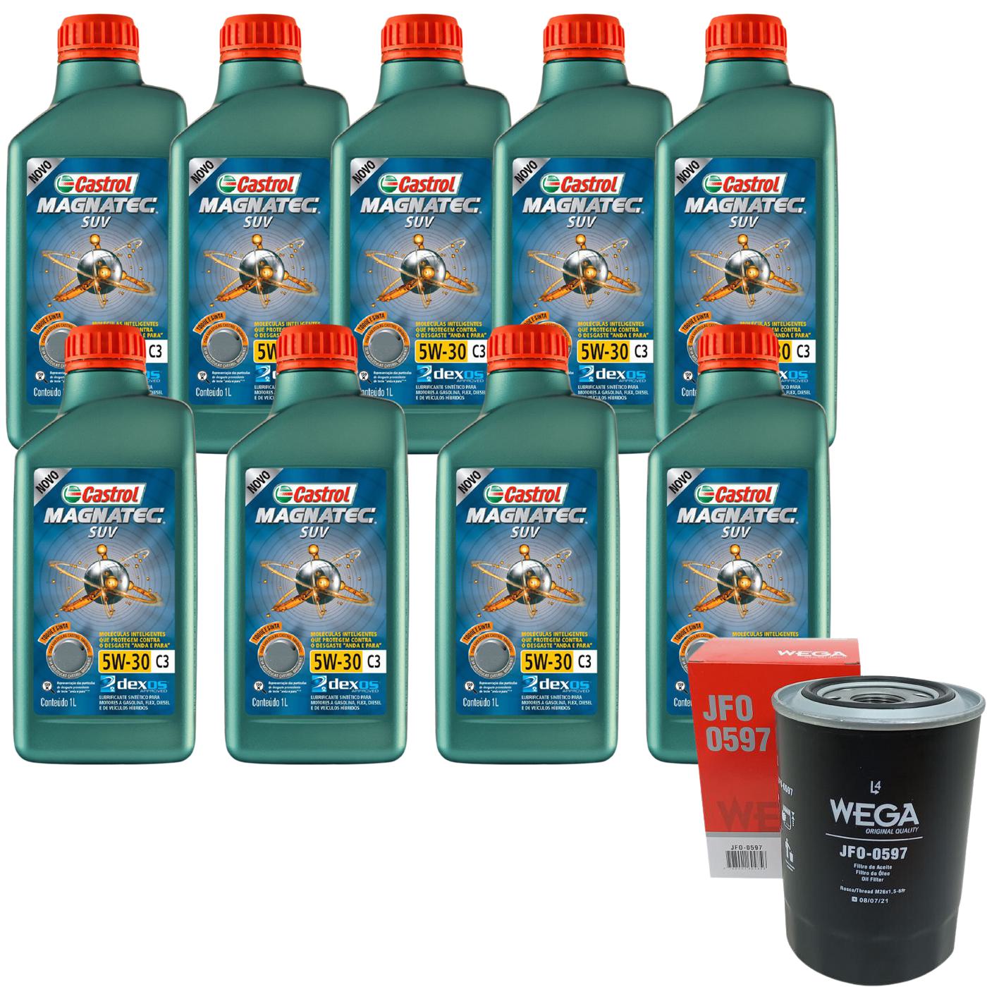 Kit Filtro e 9L Óleo Motor 5W30 Magnatec - Castrol / Wega - 3430831 / JFO-0597 - (1)