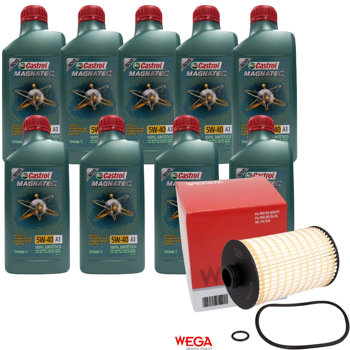 Kit Filtro e 9L Óleo Motor 5W40 Magnatec - Castrol / Wega - 3436621 / WOE-691 - (1)