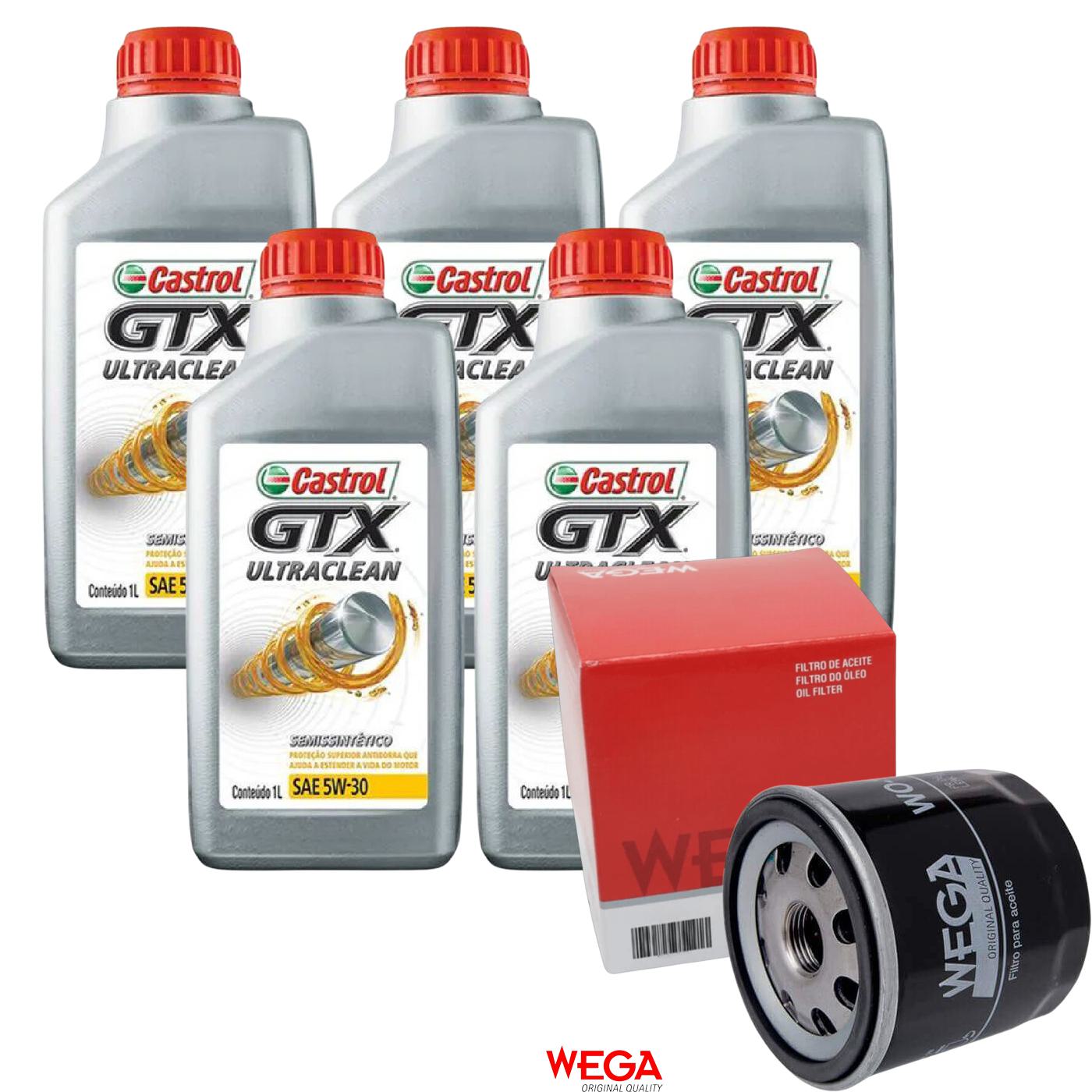 Kit Filtro e 5L Óleo Motor 5W30 GTX - Castrol / Wega - 3435995 / WO-156 - (1)