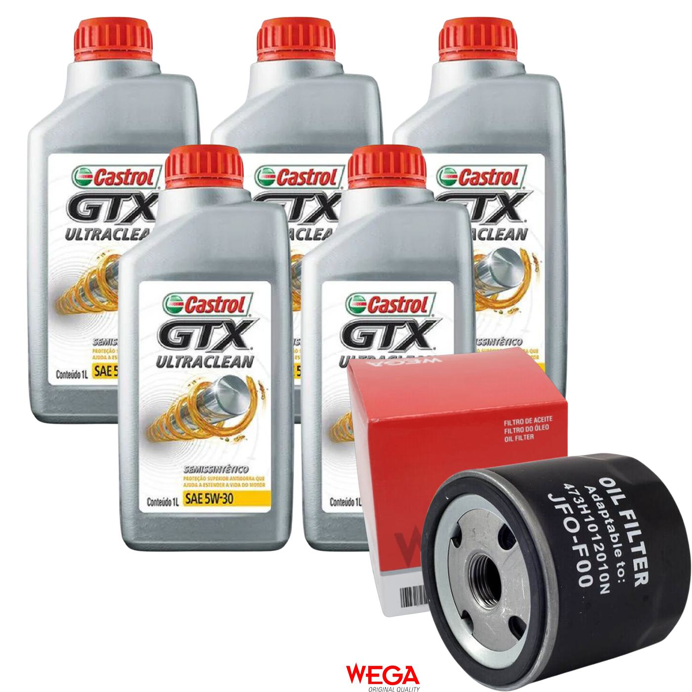 Kit Filtro e 5L Óleo Motor 5W30 GTX - Castrol / Wega - 3435995 / JFO-0F00 - (1)
