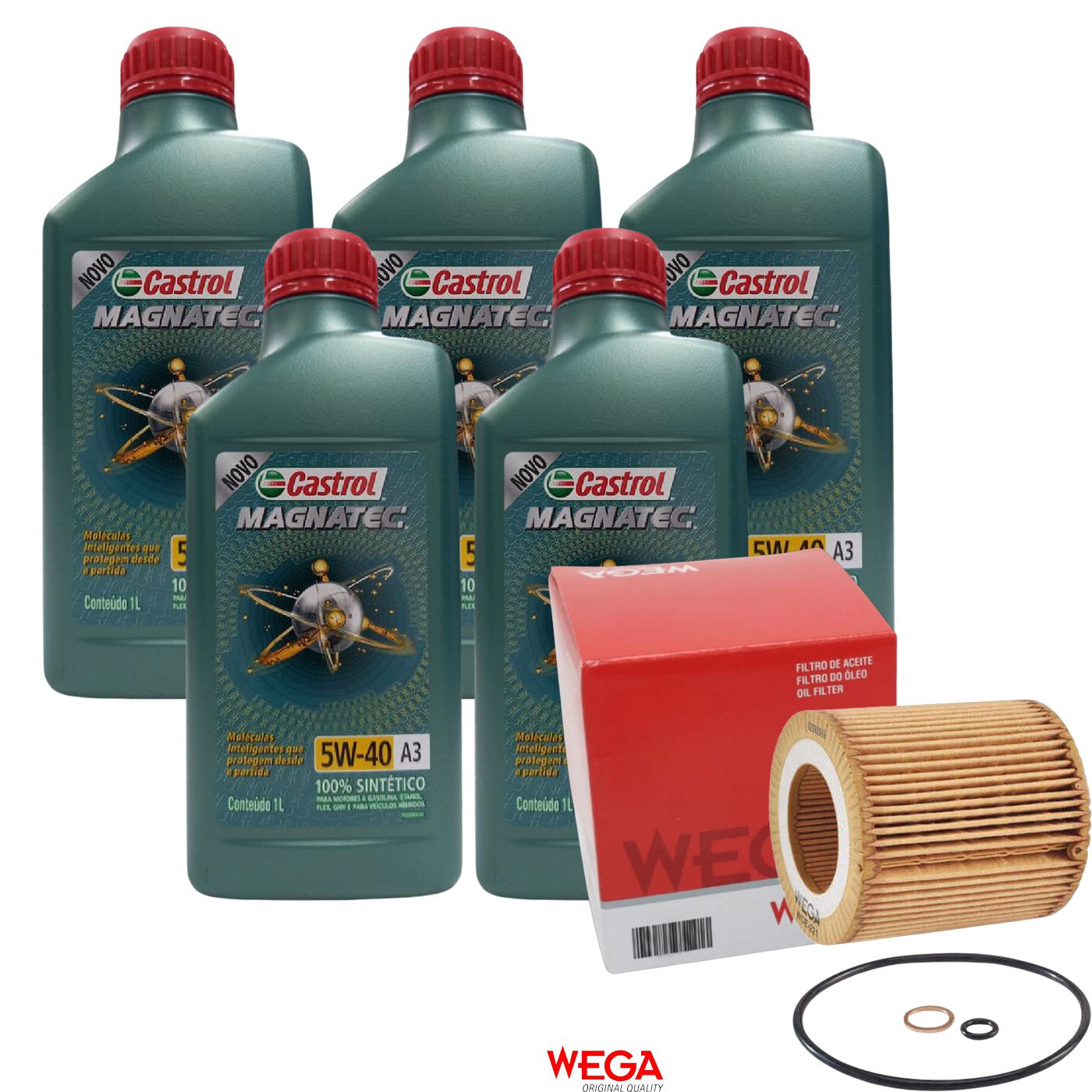 Kit Filtro e 5L Óleo Motor 5W40 Magnatec - Castrol / Wega - 3436621 / WOE-221 - (1)