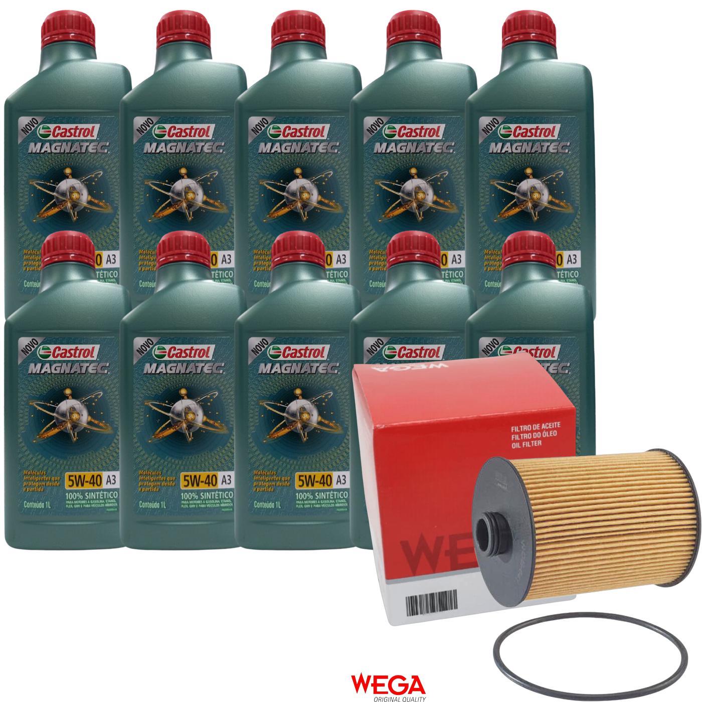 Kit Filtro e 10L Óleo Motor 5W40 Magnatec - Castrol / Wega - 3436621 / WOE-641 - (1)