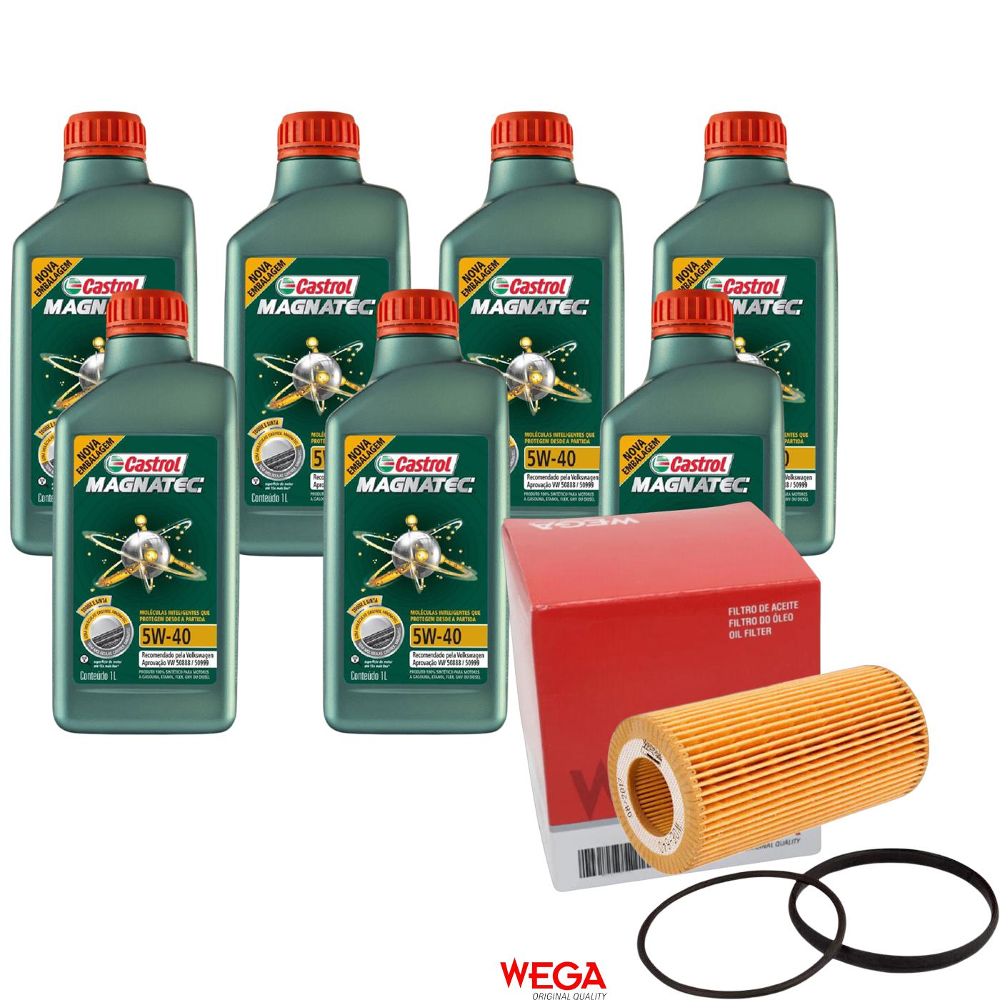 Kit Filtro e 7L Óleo Motor 5W40 Magnatec - Castrol / Wega - 3438139 / WOE-640 - (1)