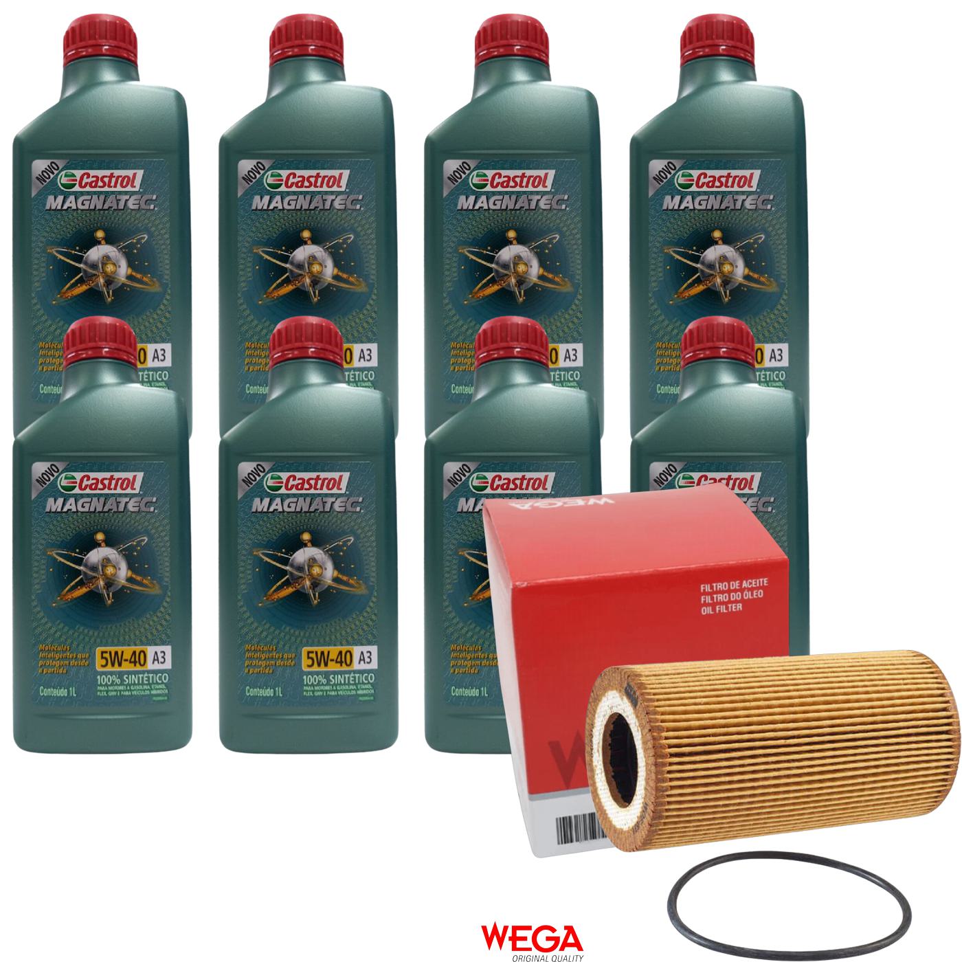 Kit Filtro e 8L Óleo Motor 5W40 Magnatec - Castrol / Wega - 3436621 / WOE-631 - (1)