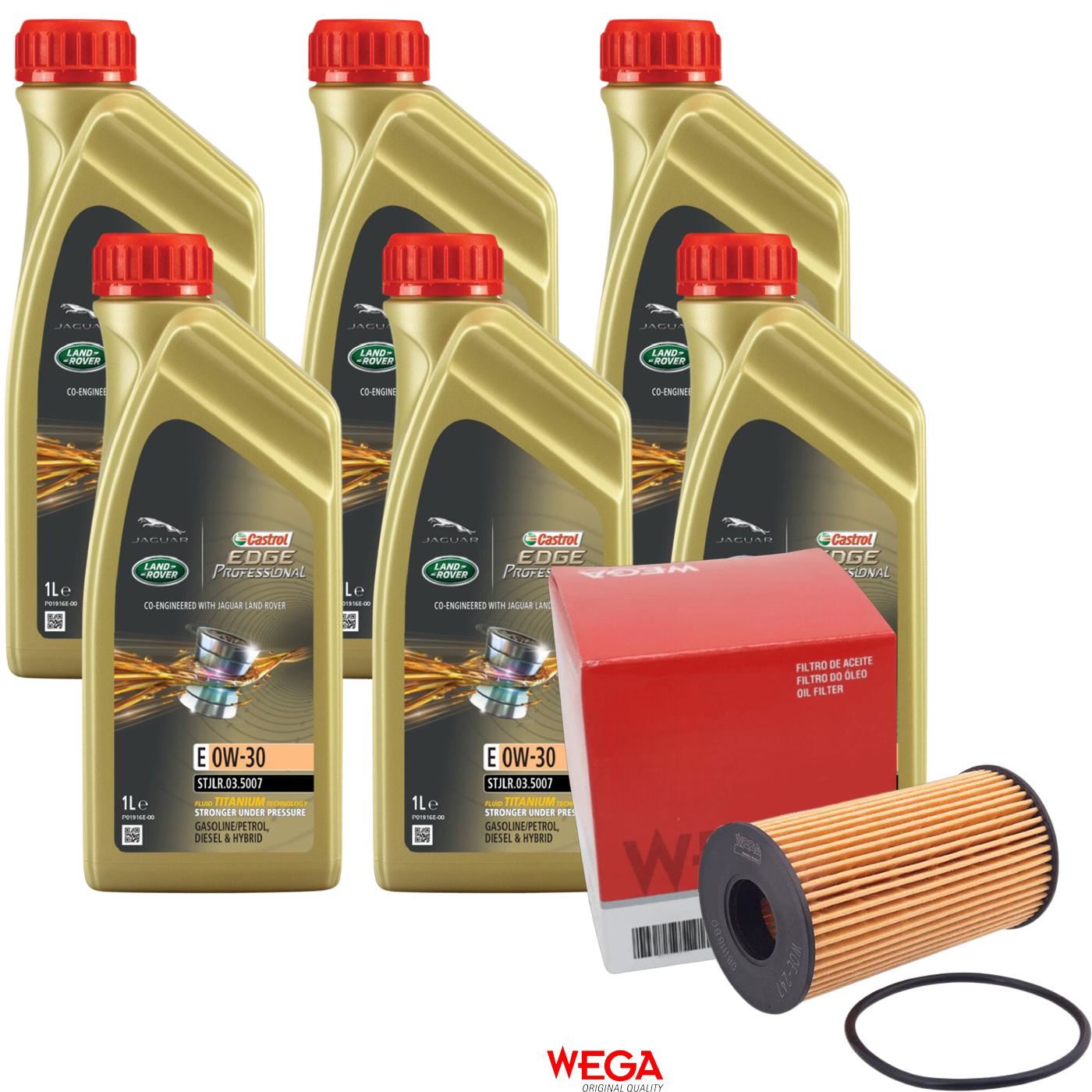 Kit Filtro e 6L Óleo Motor 0W30 Edge - Castrol / Wega - 3435189 / WOE-247 - (1)