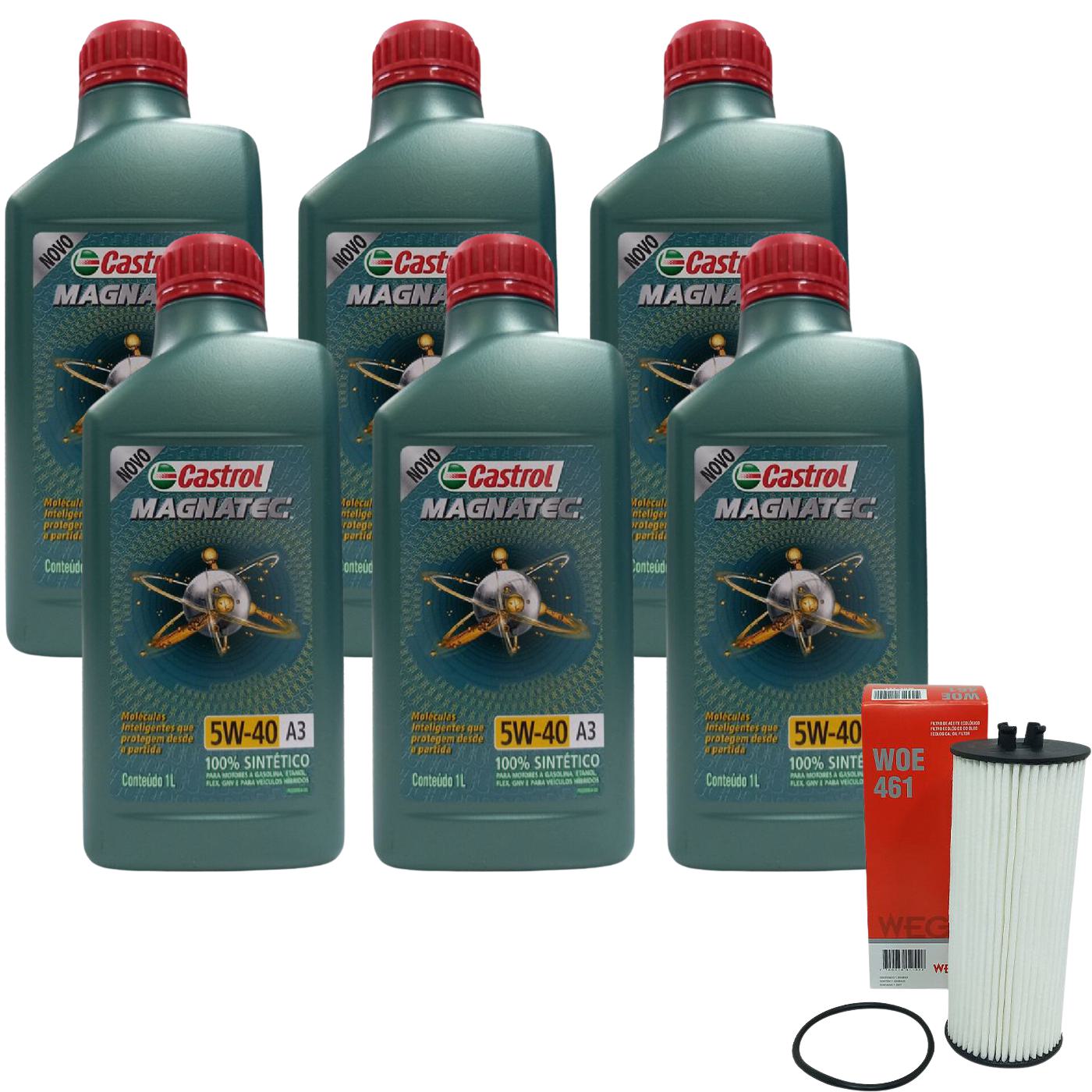 Kit Filtro e 6L Óleo Motor 5W40 Magnatec - Castrol / Wega - 3436621 / WOE-461 - (1)