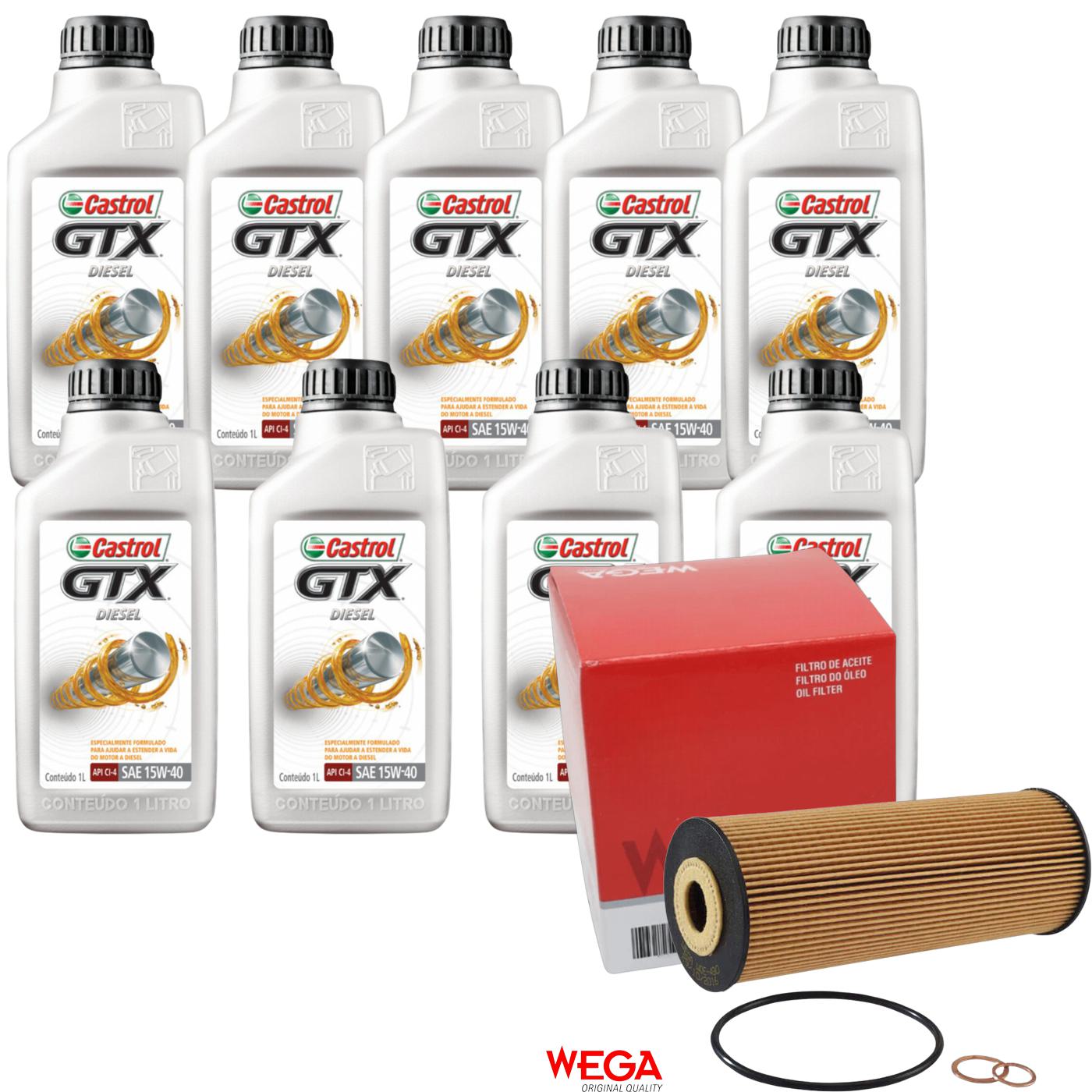 Kit Filtro e 9L Óleo Motor 15W40 GTX - Castrol / Wega - 3394863 / WOE-430 - (1)