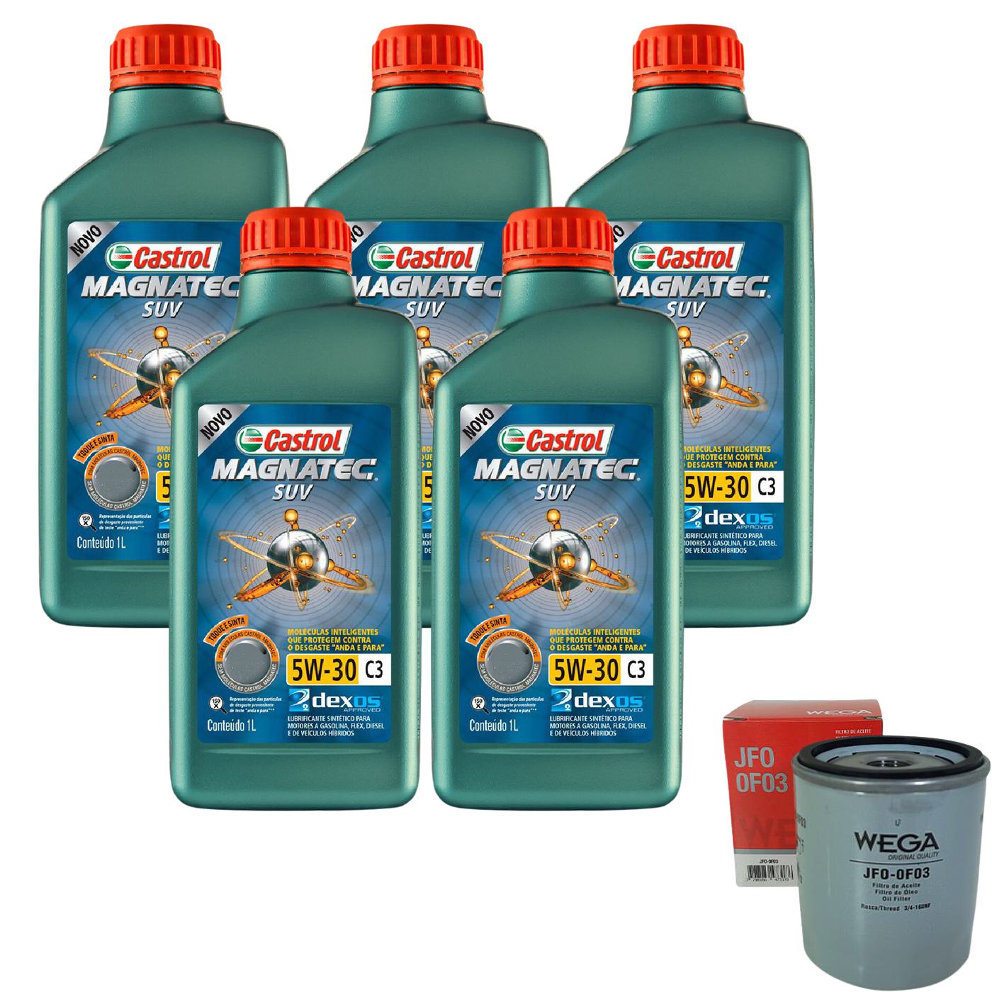 Kit Filtro e 5L Óleo Motor 5W30 Magnatec - Castrol / Wega - 3430831 / JFO-0F03 - (1)