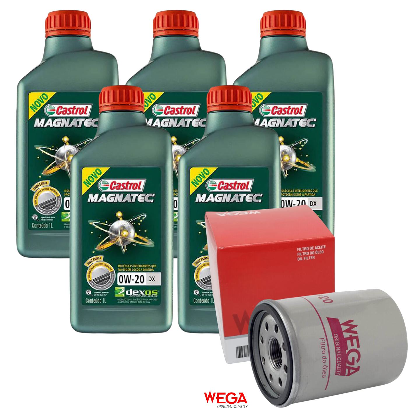 Kit Filtro e 5L Óleo Motor 0W20 Magnatec - Castrol / Wega - 3436147 / WO-120 - (1)
