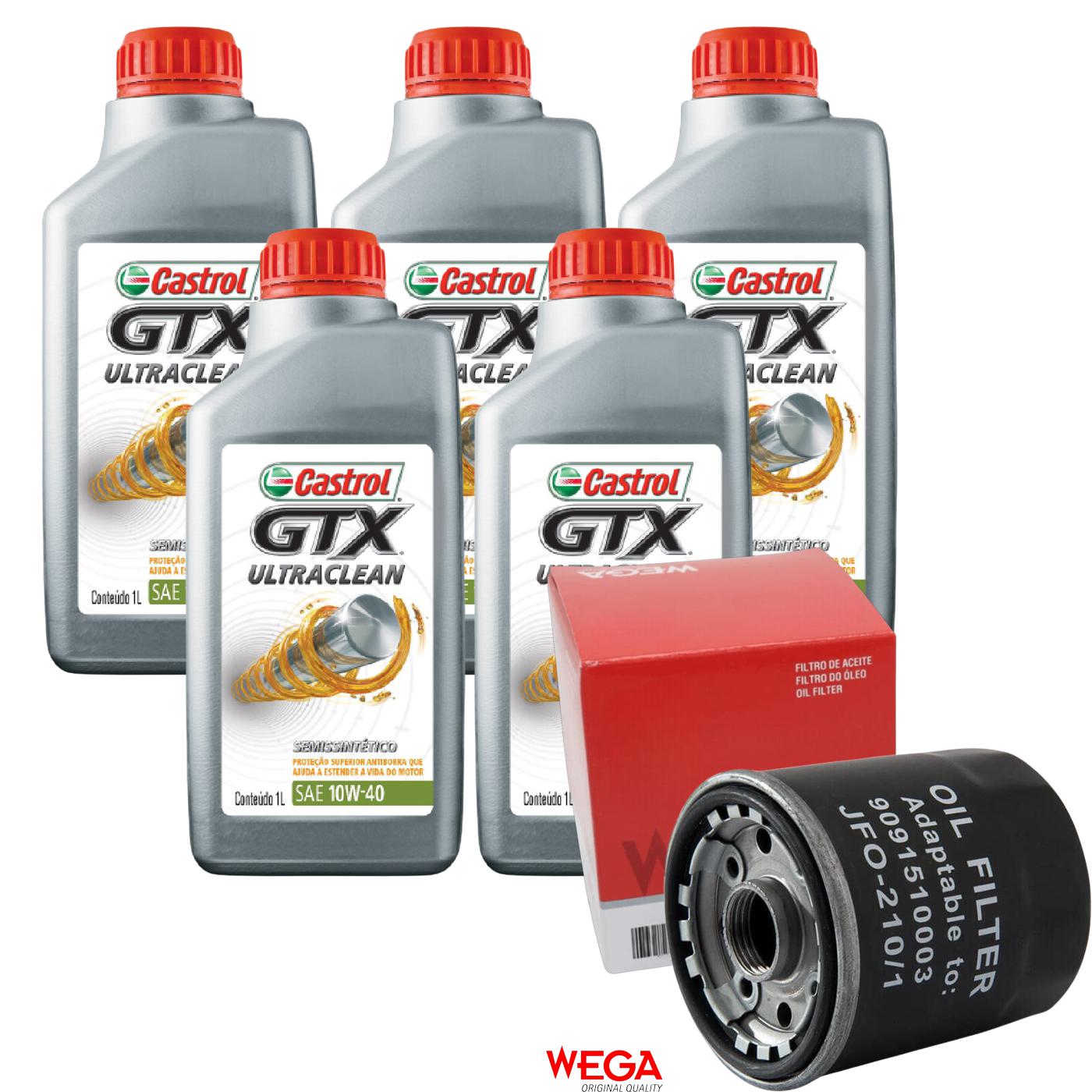 Kit Filtro e 5L Óleo Motor 10W40 GTX - Castrol / Wega - 3436727 / JFO-0210/1 - (1)