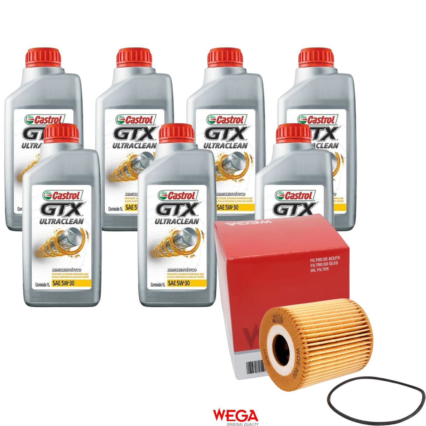Kit Filtro e 7L Óleo Motor 5W30 GTX - Castrol / Wega - 3435995 / WOE-800 - (1)