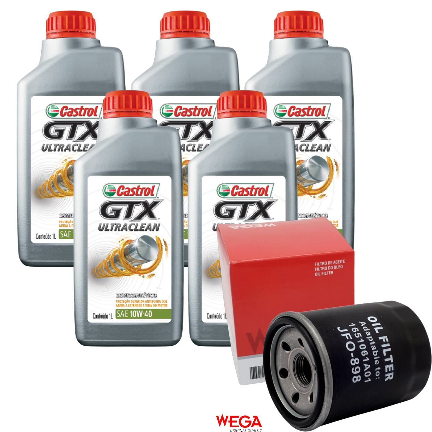 Kit Filtro e 5L Óleo Motor 10W40 GTX - Castrol / Wega - 3436727 / JFO-0898 - (1)