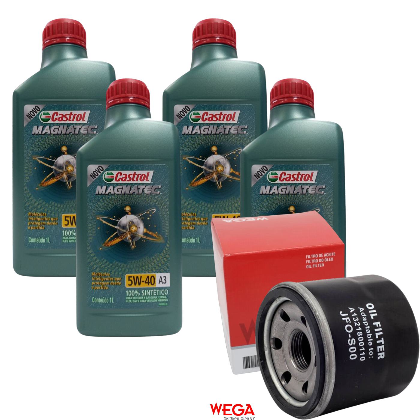 Kit Filtro e 4L Óleo Motor 5W40 Magnatec - Castrol / Wega - 3436621 / JFO-0S00 - (1)