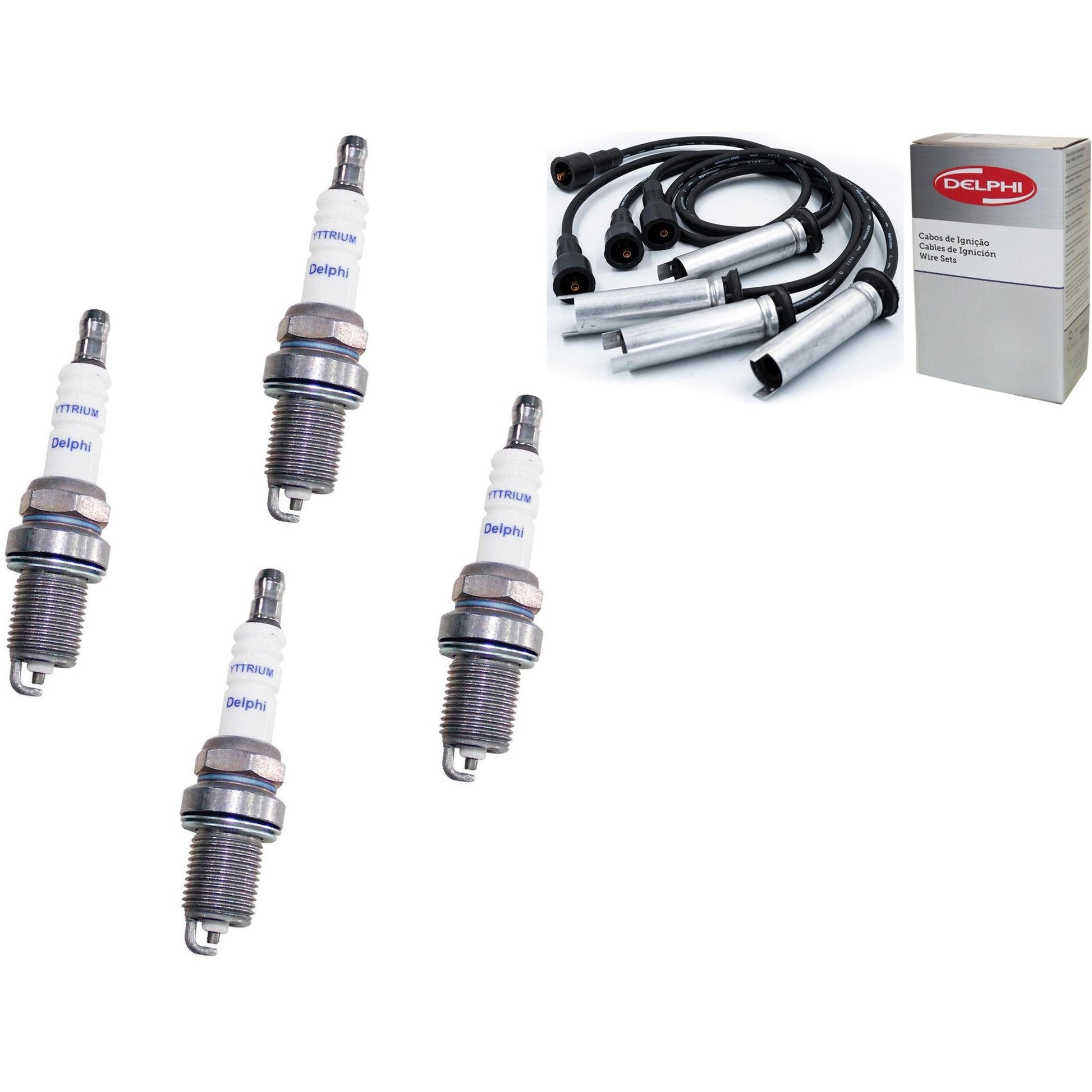 Kit Cabo + 4 Velas de Ignição Yttrium - Delphi - XH40008/XS10004 - (1)