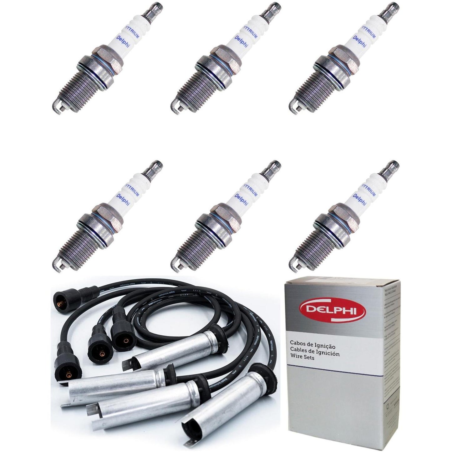 Kit Cabo + 6 Velas de Ignição Yttrium - Delphi - XH40008/XS10004 - (1)