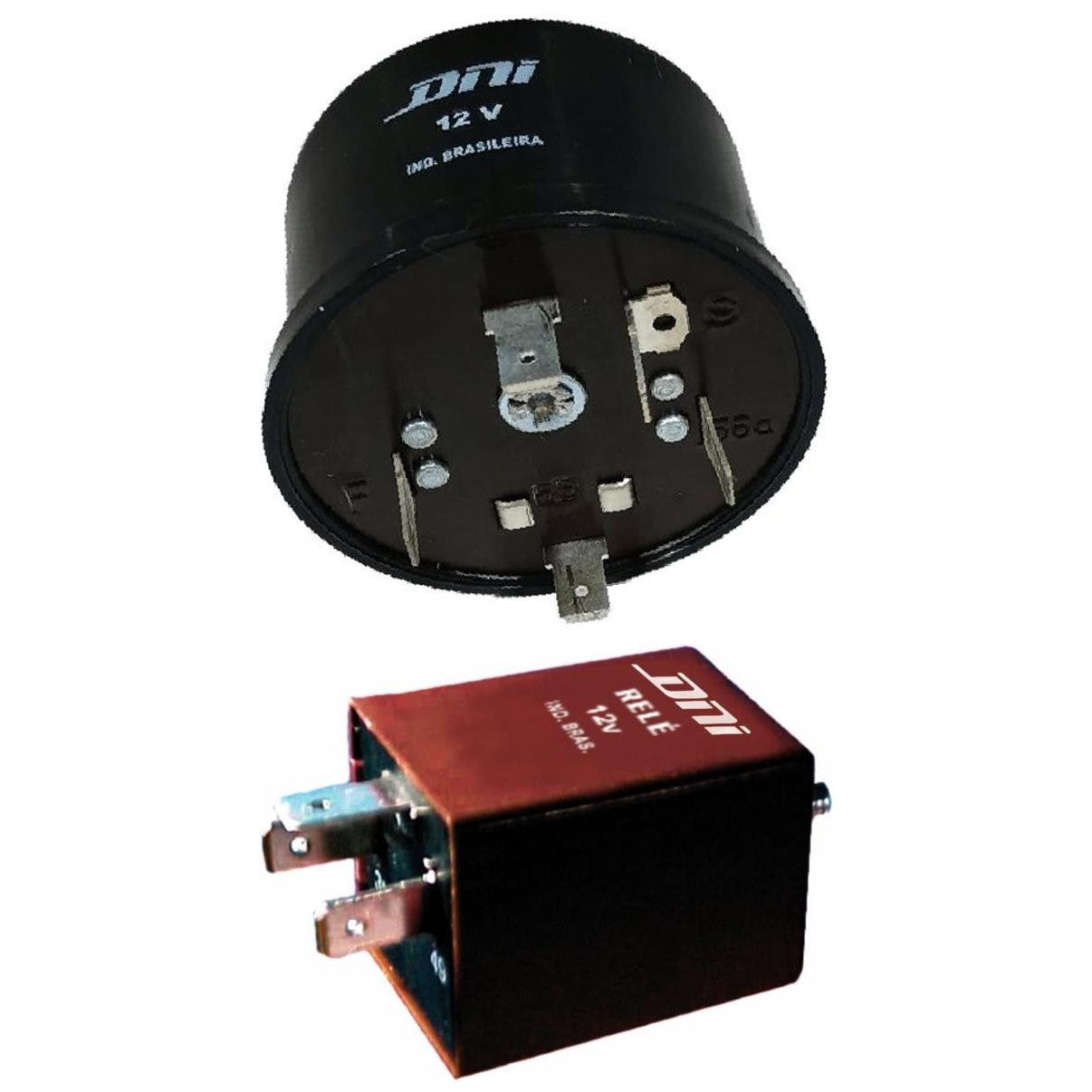 Kit Relé para Farol e Relé do Pisca com Grampo e Parafuso de Fixação 12V - DNI 1104 - DNI 0119 - (1)