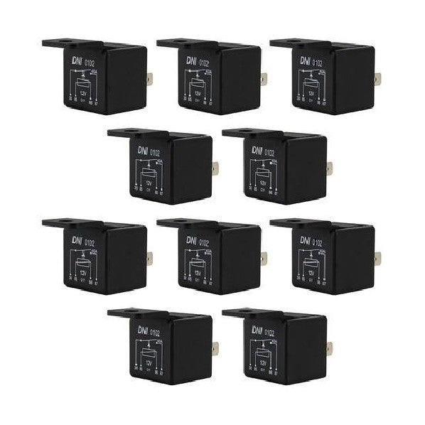 10 Relés Auxiliar Universal 12V 4 Terminais com Suporte - DNI 0102 - (1)