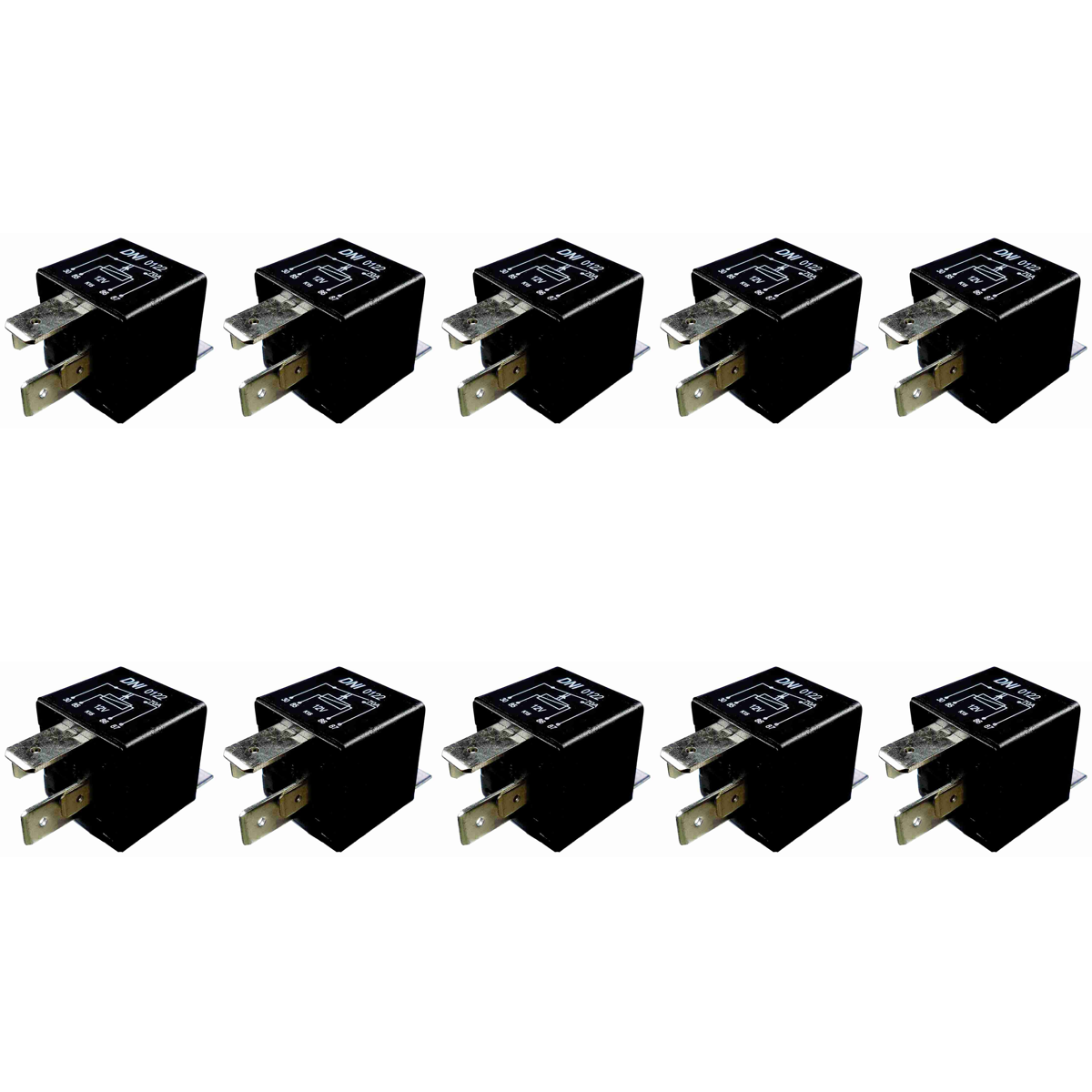 10 Relés Auxiliar 12V 4 Terminais 2 Largos - DNI 0122 - (1)