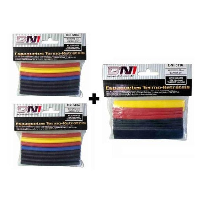 Kit 30 Espaguete Termo-retrátil 2:1 4mm e 10 Espaguete Termo-retrátil 2:1 10mm - DNI 5110 - DNI 5104 - (1)