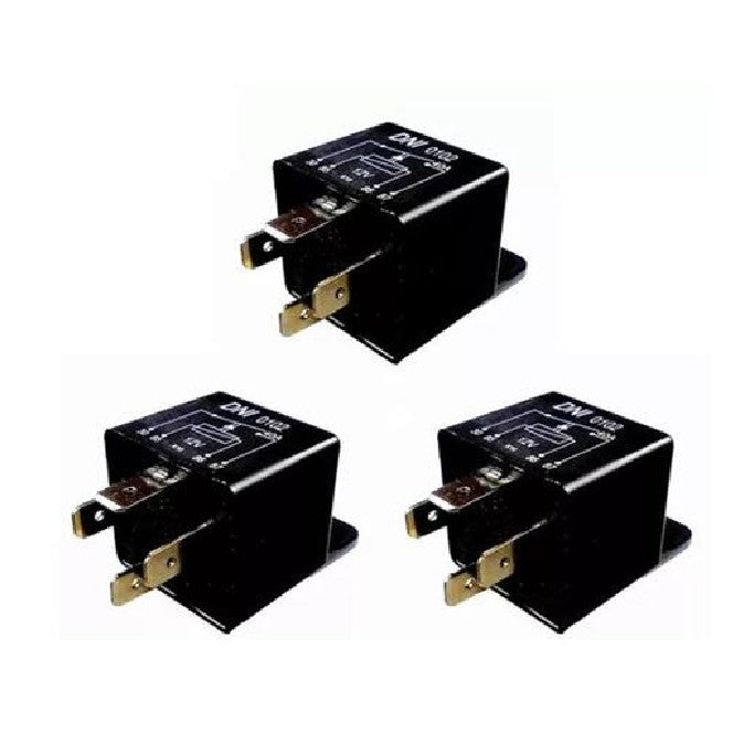 3 Relés Auxiliar Universal 12V 4 Terminais com Suporte - DNI 0102 - (1)