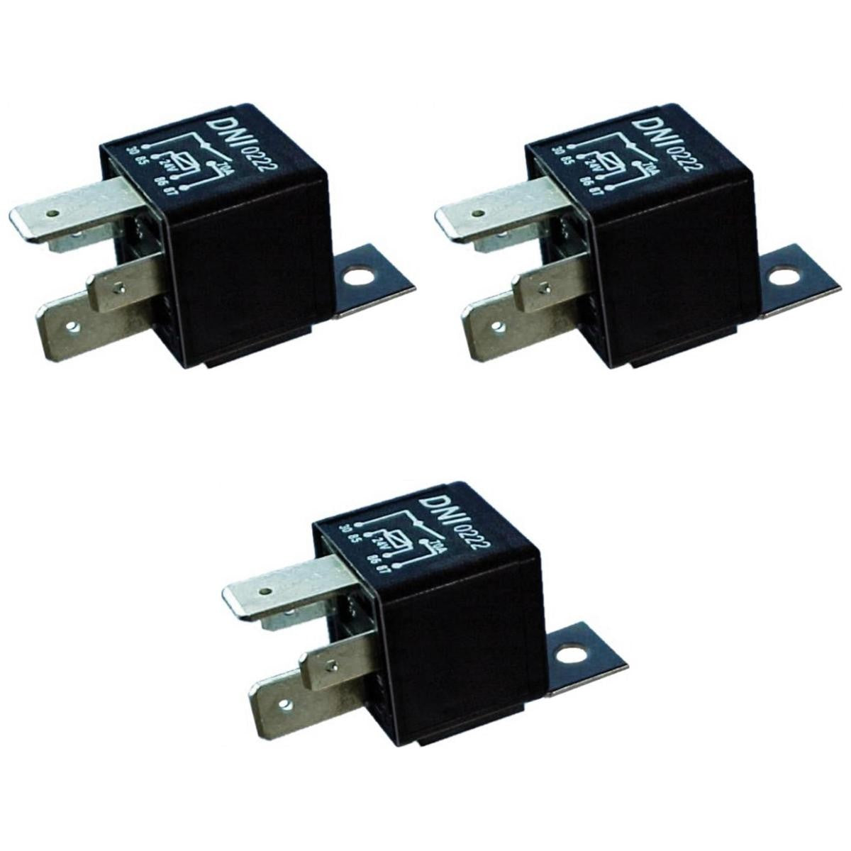 3 Relés Auxiliar 24V 4 Terminais 2 Largos - DNI 0222 - (1)