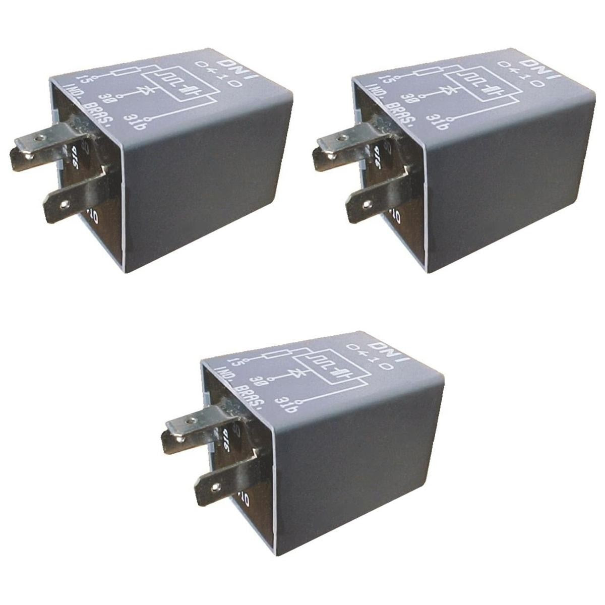 3 Relés Sinalizador Acústico para Farol Aceso 12V 3 Terminais - DNI 0410 - (1)