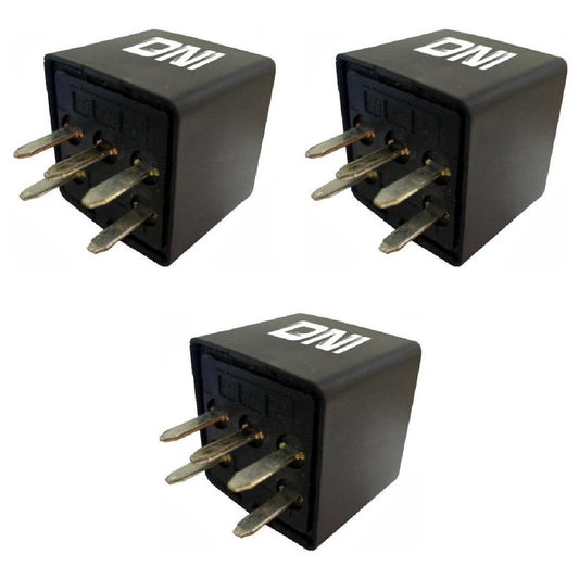 3 Relés Auxiliar Reversor com Resistor 5 Terminais Tipo Agulha 12V - DNI 8119 - (1)