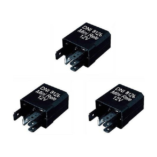 3 Mini Relés Auxiliar Reversor com Diodo 12V 5 Terminais - DNI 8126 - (1)