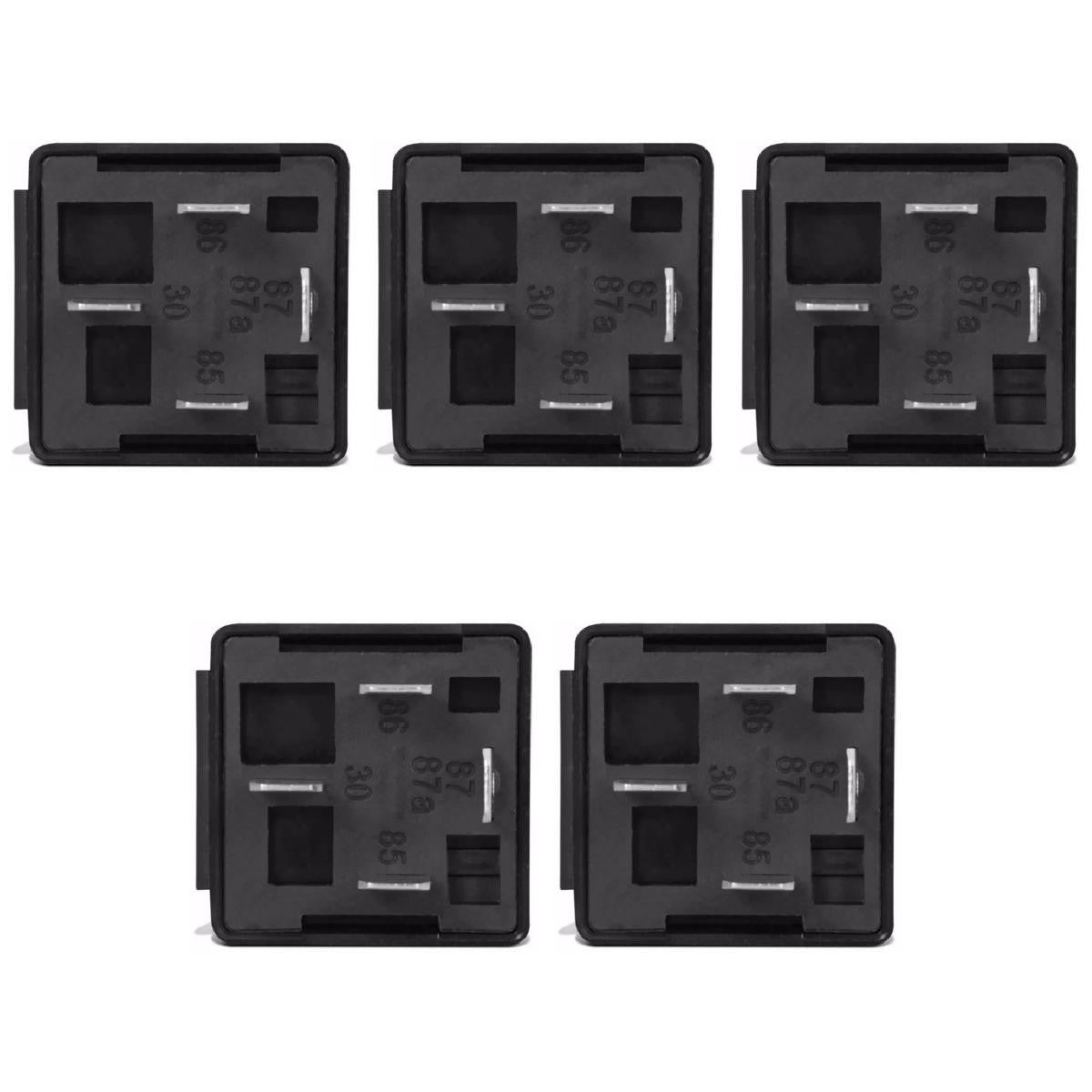 5 Relés Auxiliar Universal 12V 4 Terminais com Suporte - DNI 0102 - (1)