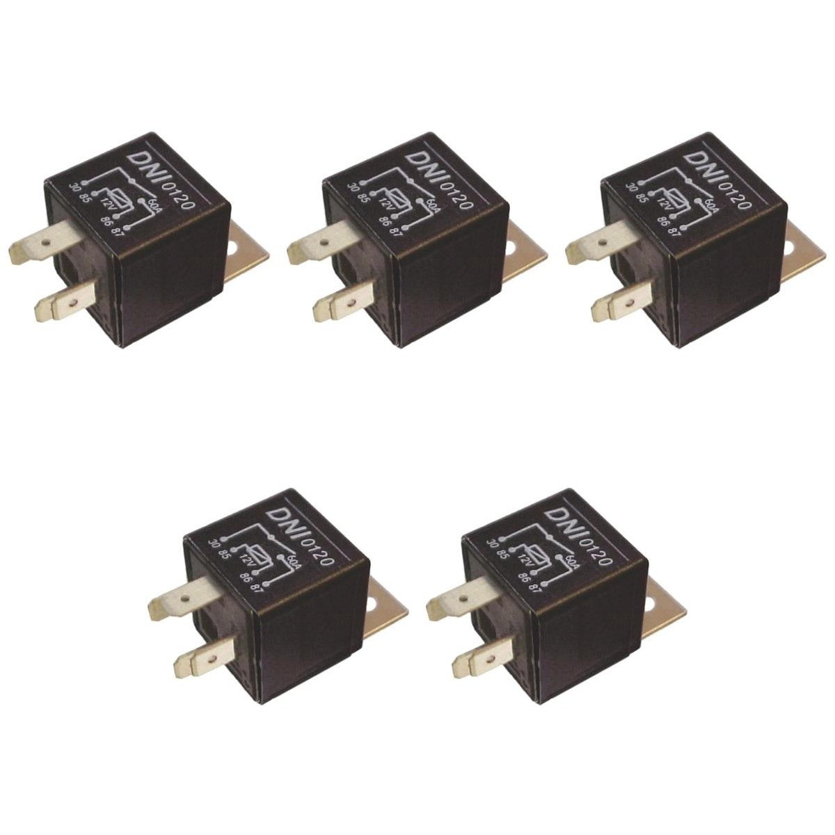 5 Relés Auxiliar 12V 60A - DNI 0120 - (1)