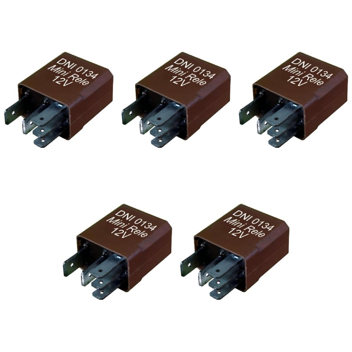 5 Mini Relés Auxiliar Reversor com Resistor 12V 5 Terminais - DNI 0134 - (1)