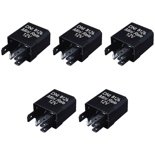 5 Mini Relés Auxiliar Reversor com Diodo 12V 5 Terminais - DNI 8126 - (1)