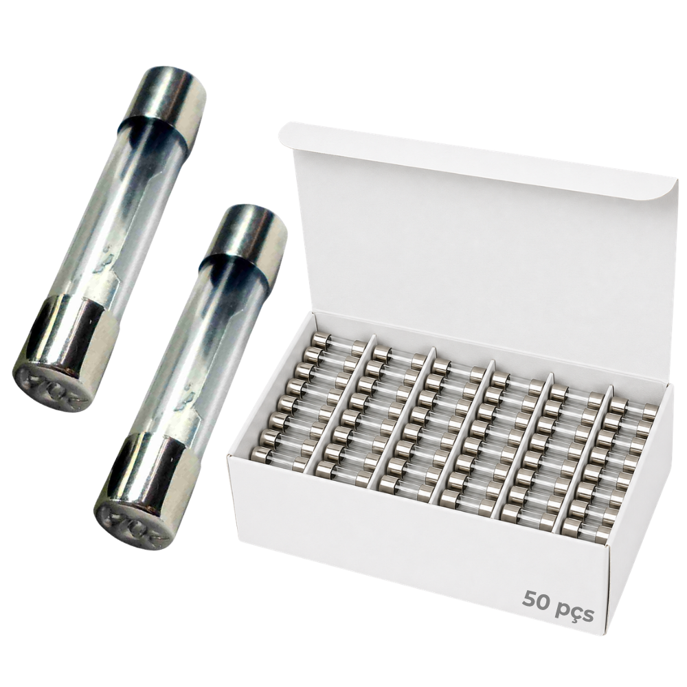50 Fusíveis de Vidro 2A Curto Universal 20x5 mm - DNI 315002 - (1)