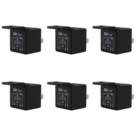 6 Relés Auxiliar Universal 12V 4 Terminais com Suporte - DNI 0102 - (1)