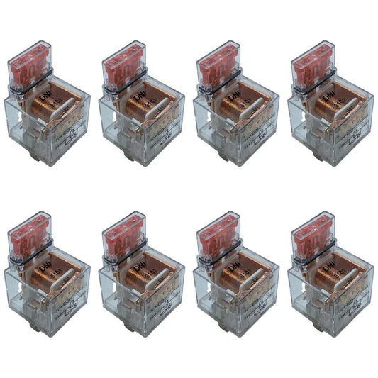 8 Relés Auxiliar Acrílico com LED Fusível 40A 12V 4 Terminais - DNI 8101 - (1)
