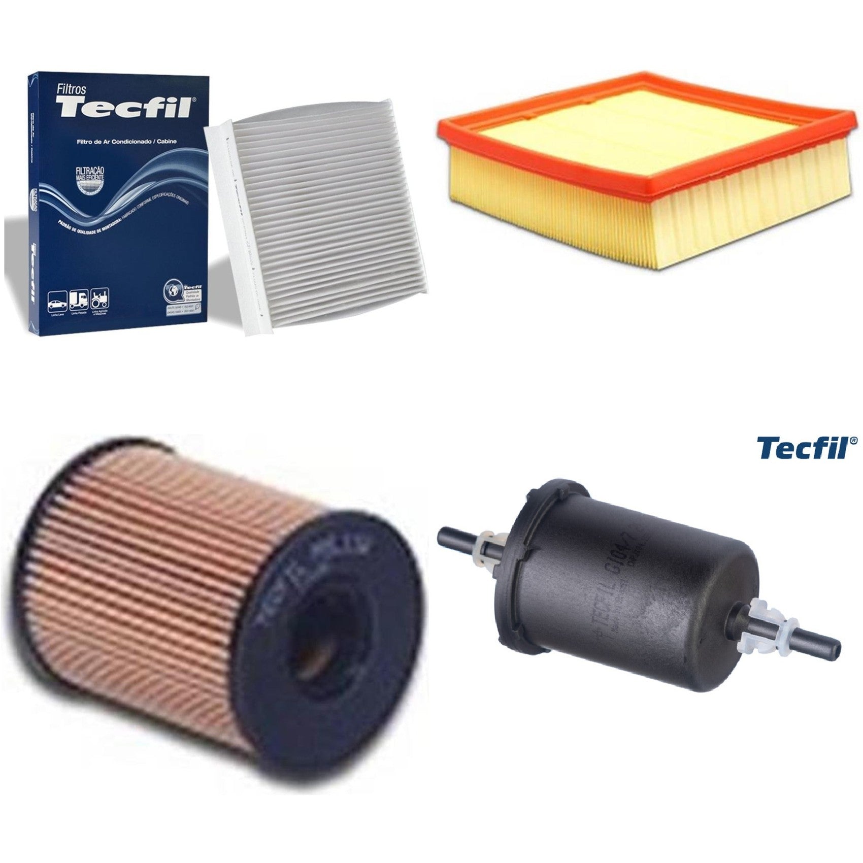 Kit Filtros de Ar do Motor, Óleo, Cabine e Combustível - Tecfil - ACP904 / ARL4155 / GI04/7 / PEL118 - (1)