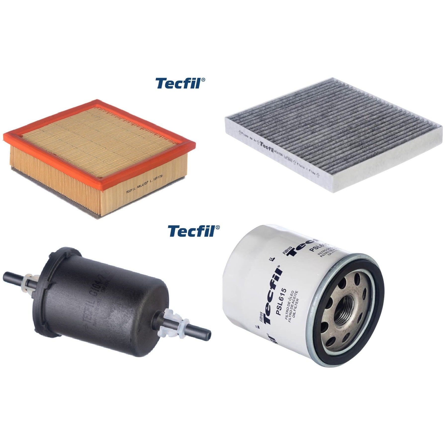 Kit Filtros de Ar do Motor, Óleo, Cabine e Combustível - Tecfil - ACA106 / ARL4157 / GI04/7 / PSL615 - (1)