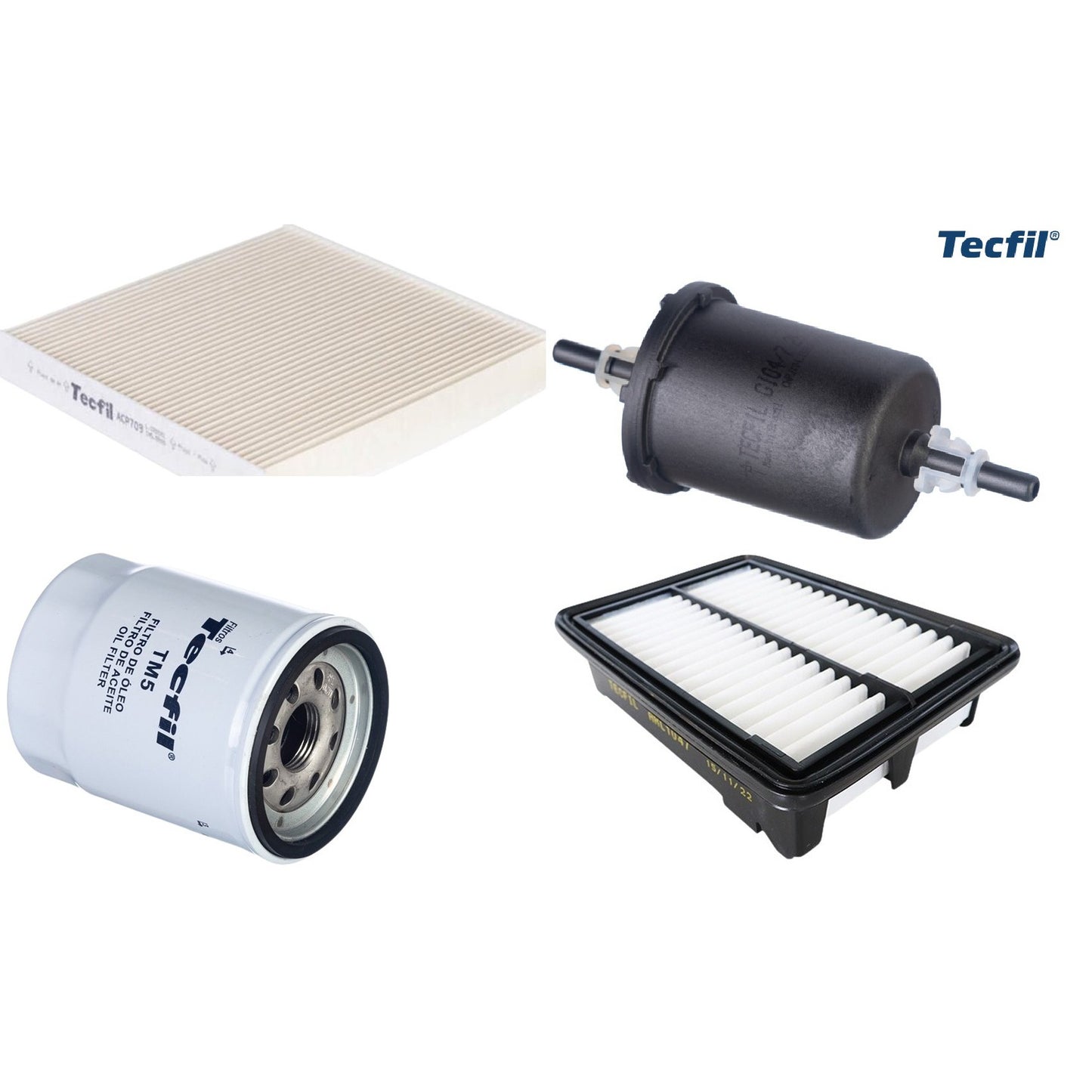 Kit Filtros de Ar do Motor, Óleo, Cabine e Combustível - Tecfil - ACP709 / ARL1047 / GI04/7 / PSL55M-(TM5) - (1)