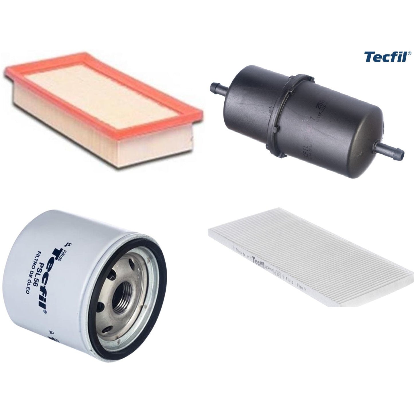 Kit Filtros de Ar do Motor, Óleo, Cabine e Combustível - Tecfil - ACP197 / ARL2505 / GI40/7 / PSL56 - (1)