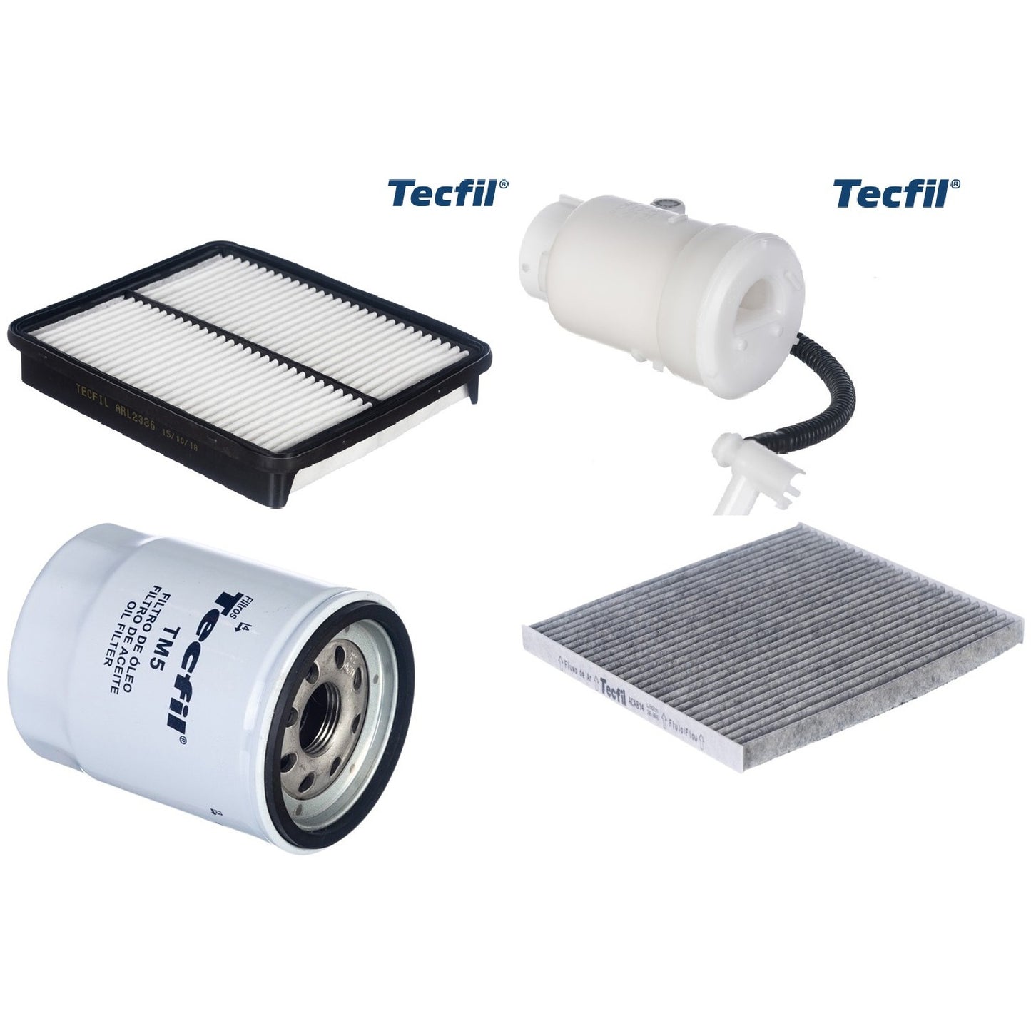 Kit Filtros de Ar do Motor, Óleo, Cabine e Combustível - Tecfil - ACA814 / ARL2336 / FBT2357 / PSL55M-(TM5) - (1)