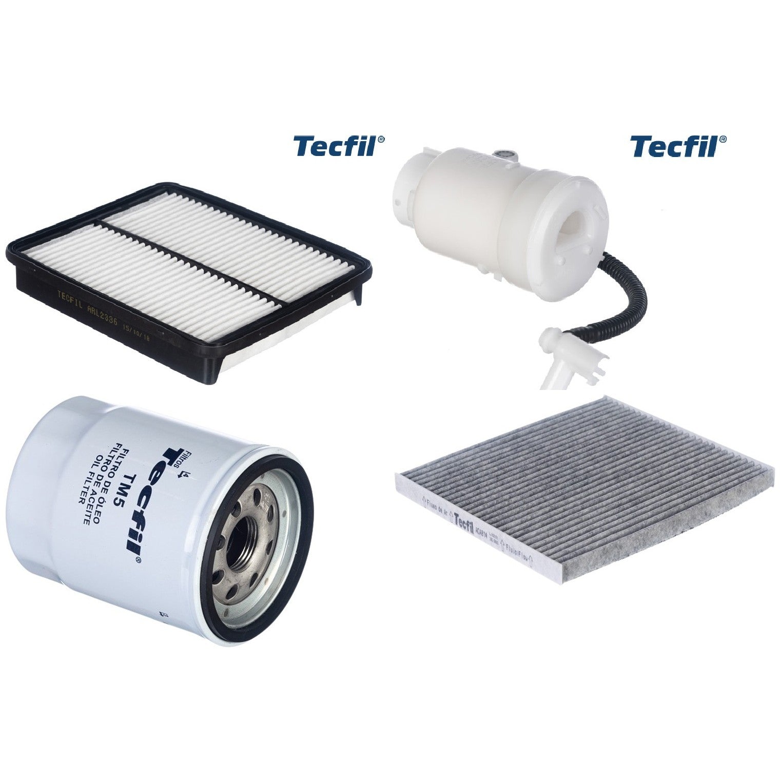 Kit Filtros de Ar do Motor, Óleo, Cabine e Combustível - Tecfil - ACA814 / ARL2336 / FBT2357 / PSL55M-(TM5) - (1)