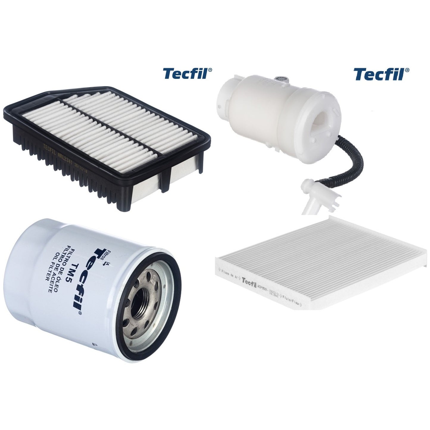 Kit Filtros de Ar do Motor, Óleo, Cabine e Combustível - Tecfil - ACP959 / ARL2341 / FBT2357 / PSL55M-(TM5) - (1)