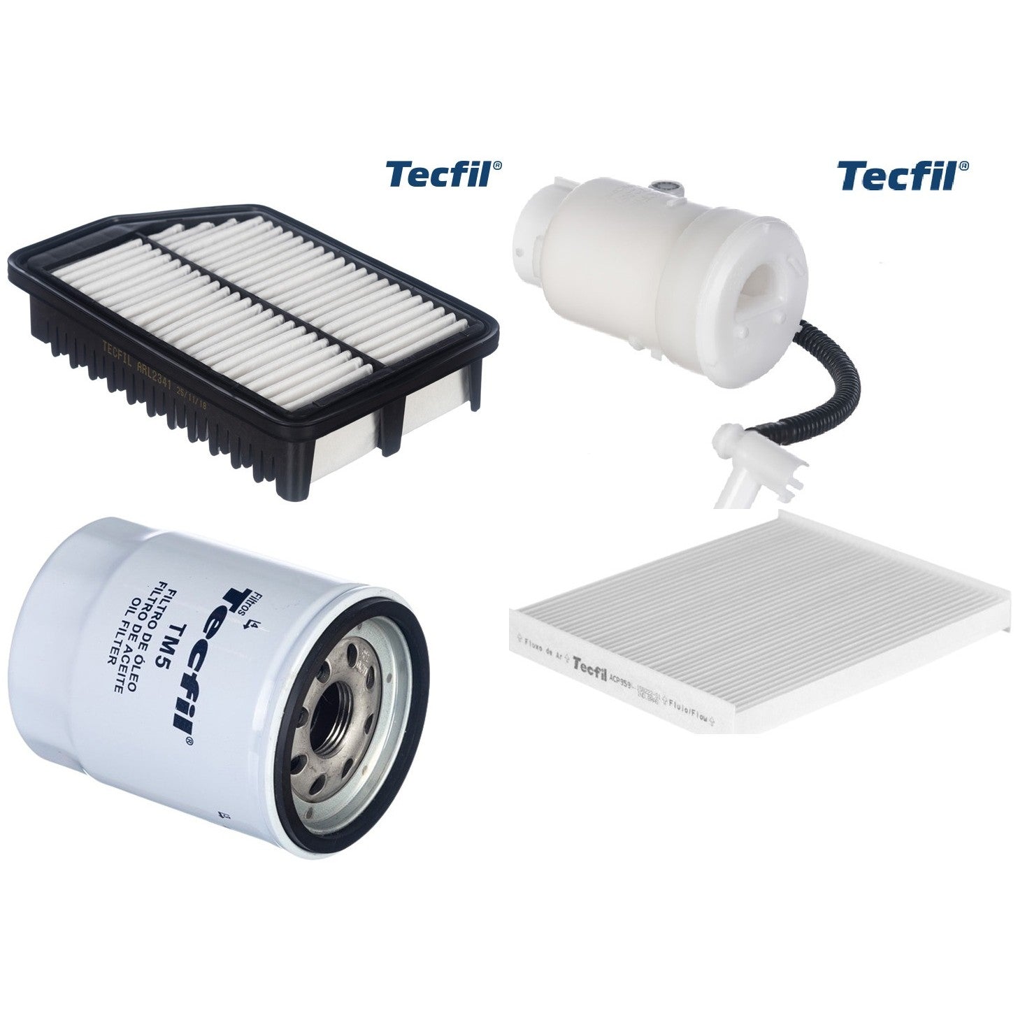 Kit Filtros de Ar do Motor, Óleo, Cabine e Combustível - Tecfil - ACP959 / ARL2341 / FBT2357 / PSL55M-(TM5) - (1)