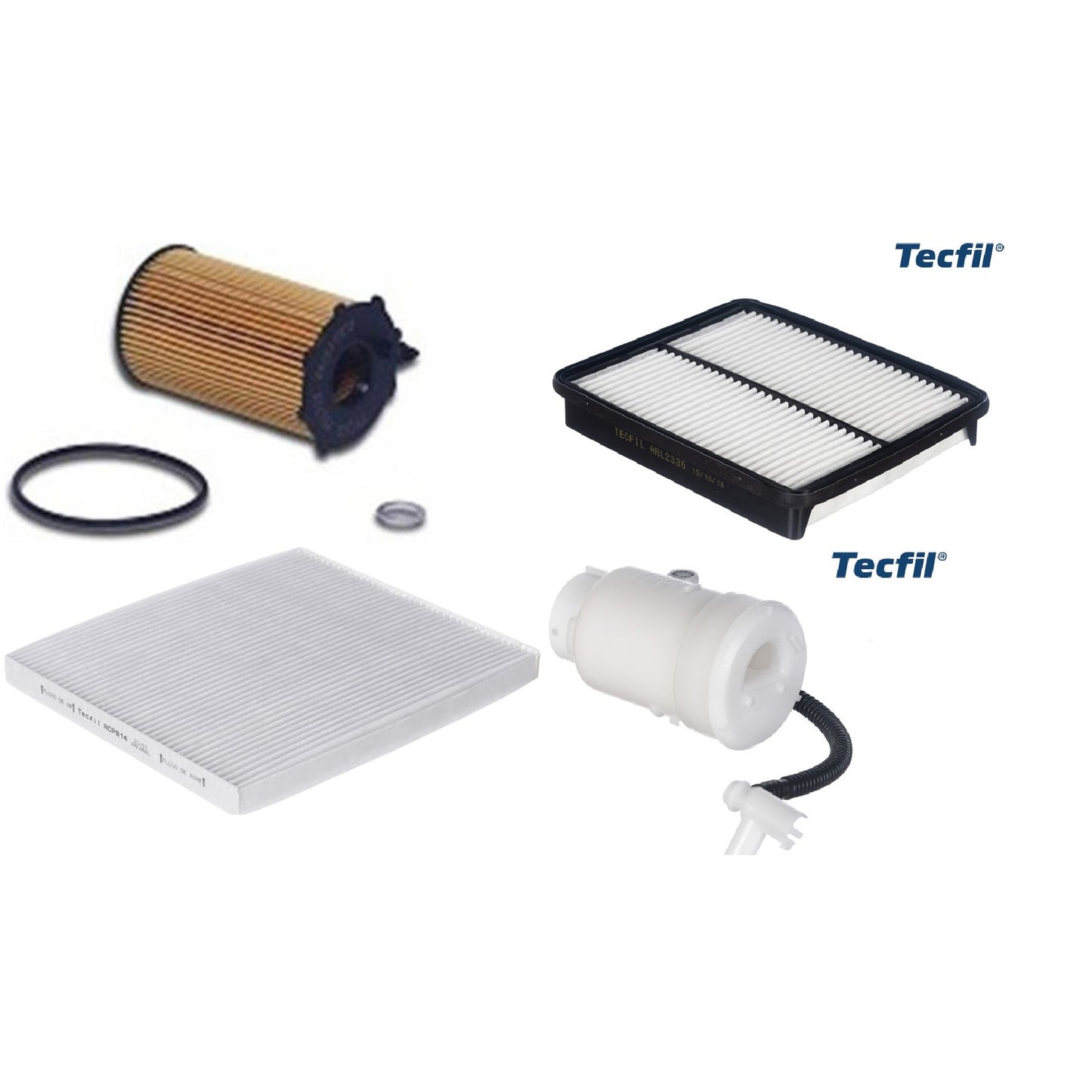 Kit Filtro de Ar, Combustível, Óleo e Ar Condicionado - Tecfil - ACP814 / ARL2336 / FBT2357 / PEL722 - (1)
