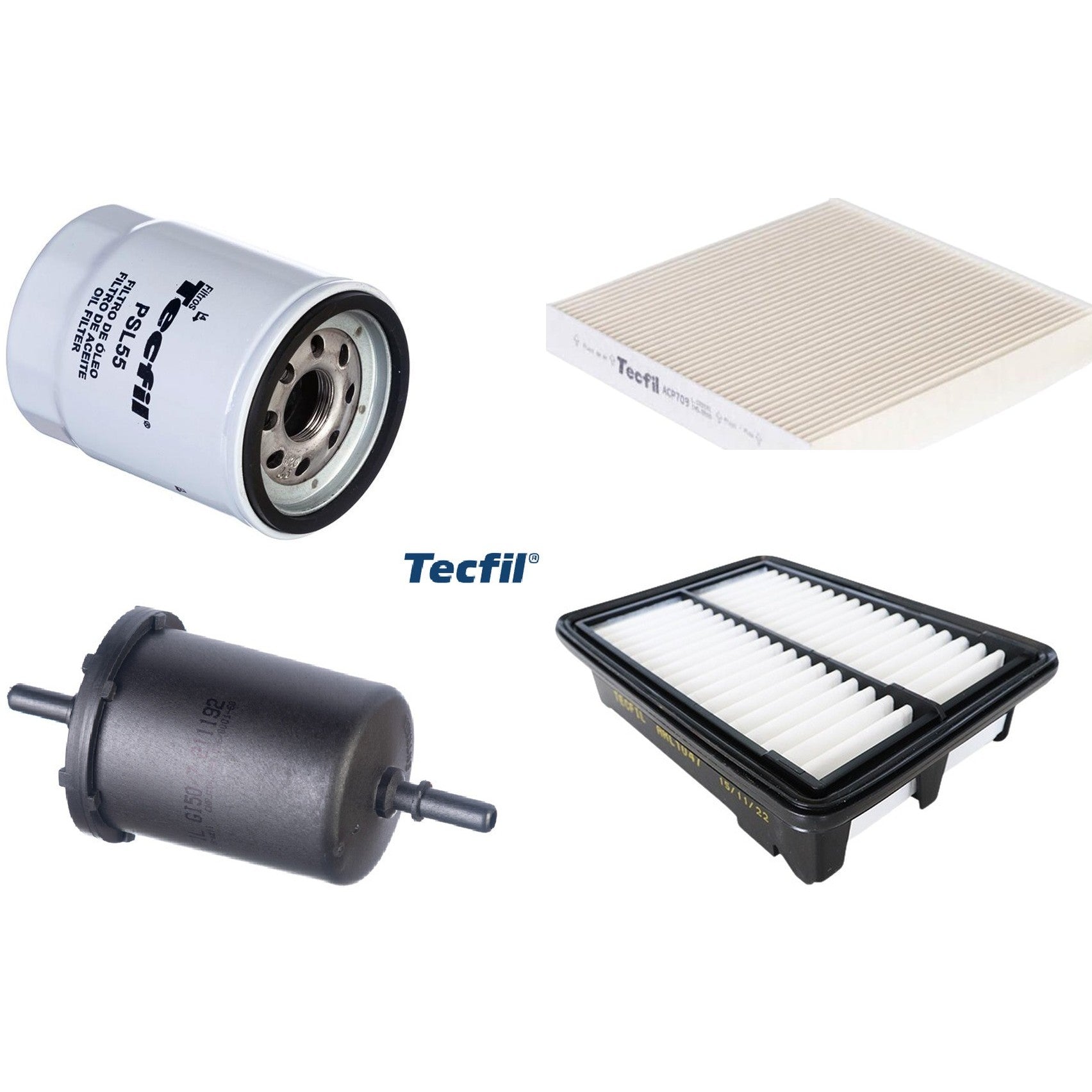 Kit Filtros de Ar do Motor, Óleo, Cabine e Combustível - Tecfil - ACP709 / ARL1047 / GI50/7 / PSL55 - (1)