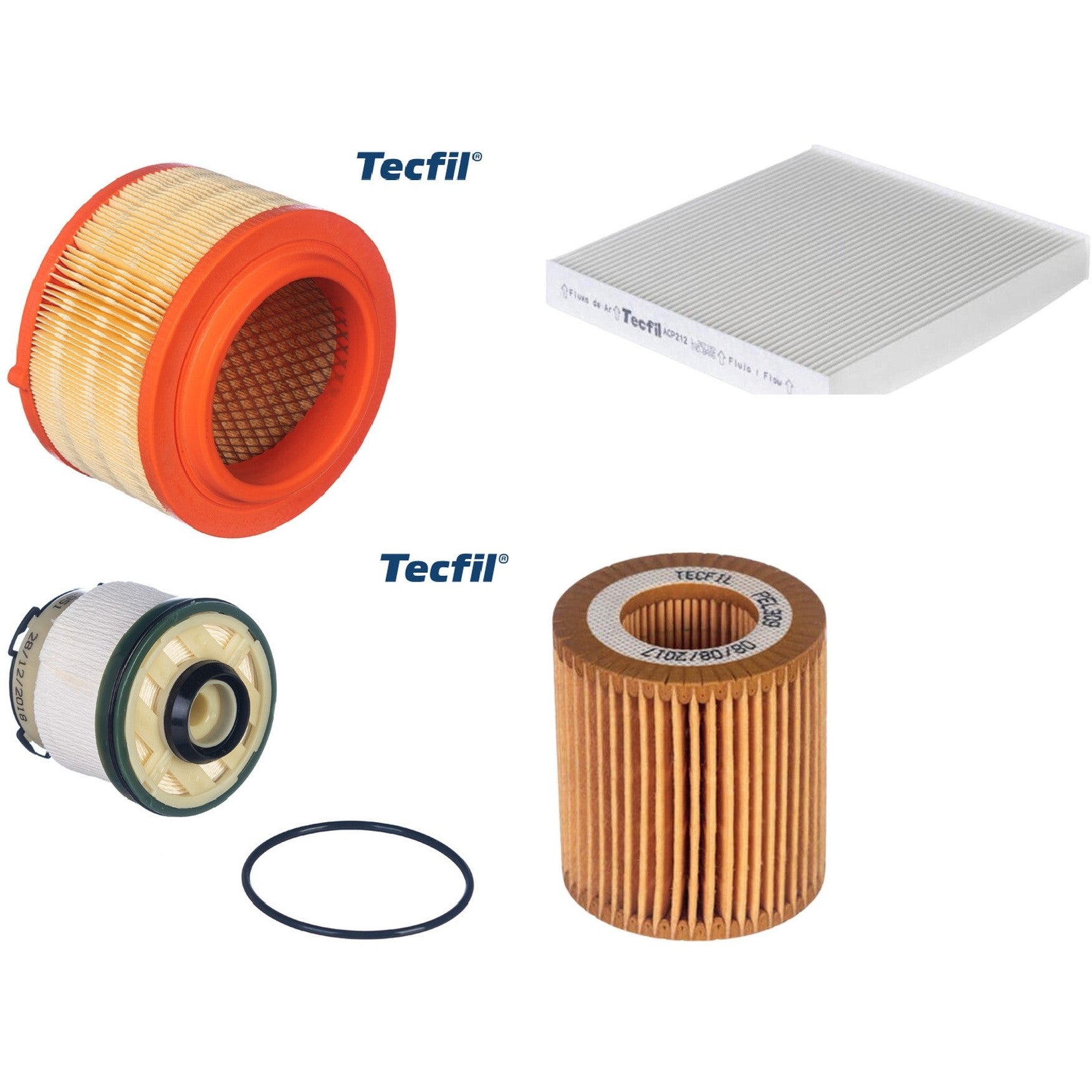 Kit Filtros de Ar do Motor, Óleo, Cabine e Combustível - Tecfil - ACP212 / ARS7994 / PC951 / PEL309 - (1)