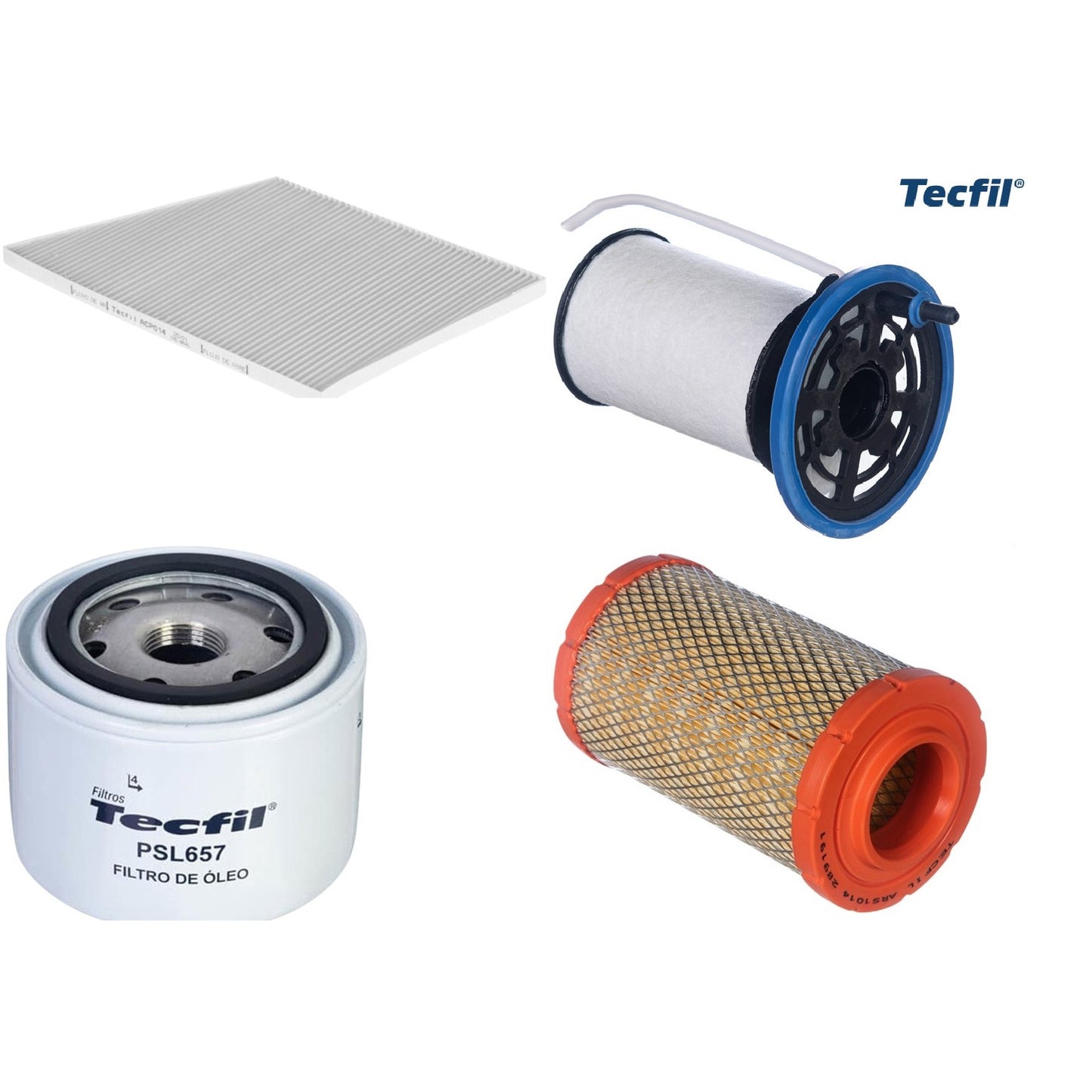 Kit Filtros de Ar do Motor, Óleo, Cabine e Combustível - Tecfil - ACP014 / ARS1014 / PEC3041 / PSL657 - (1)